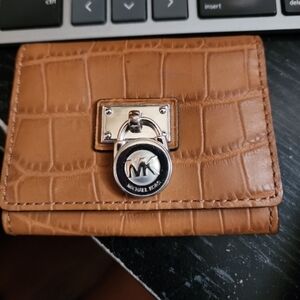Michael Kors Tan Croc-Embossed Card Holder